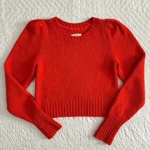 Anthropologie Maeve Crewneck Puff-Sleeve Sweater Women’s XS Red